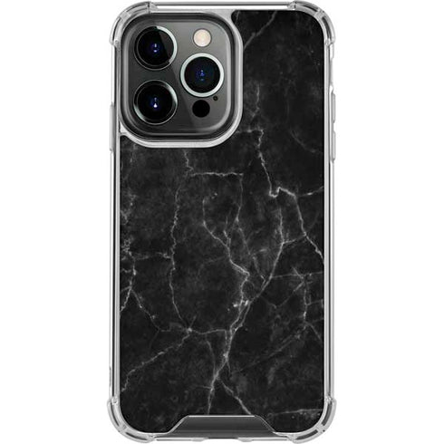 Black Marble iPhone 15 Pro Clear Case