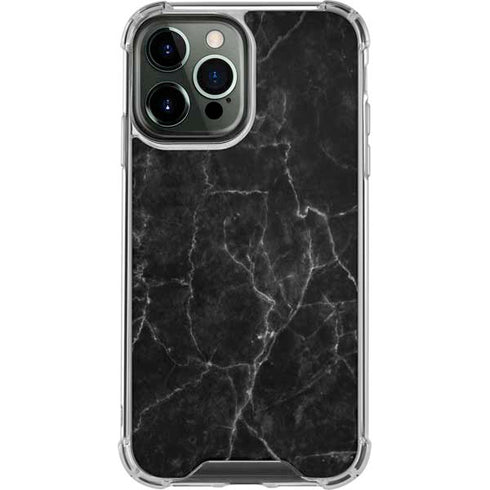 Black Marble iPhone 15 Pro Max Clear Case