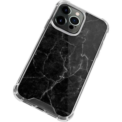 Black Marble iPhone 15 Pro Max Clear Case