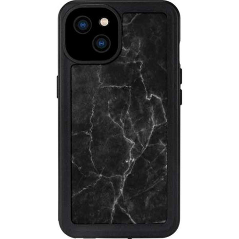Black Marble iPhone 15 Plus Waterproof Case