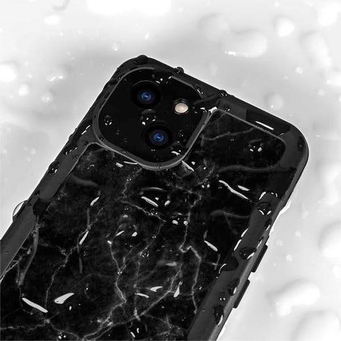 Black Marble iPhone 15 Plus Waterproof Case