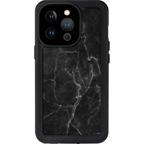 Black Marble iPhone 15 Pro Waterproof Case
