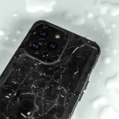 Black Marble iPhone 15 Pro Waterproof Case