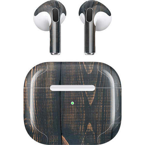 Black Painted Wood Apple AirPods (3rd Gen 2021) Skin