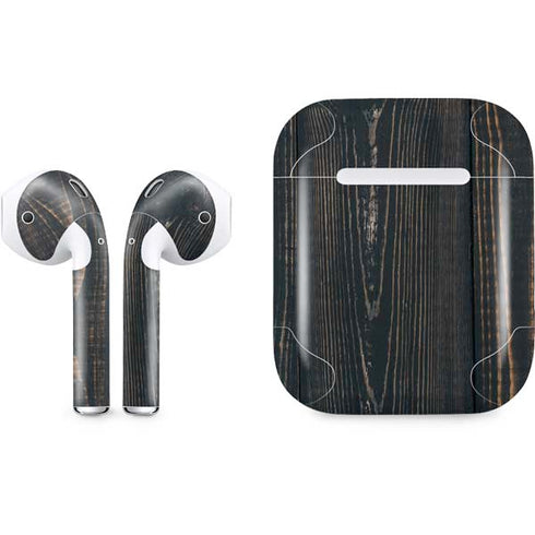 Black Painted Wood Apple AirPods Skin