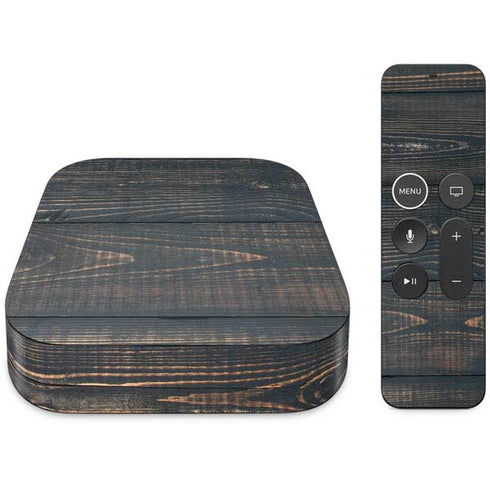 Black Painted Wood Apple TV Skin