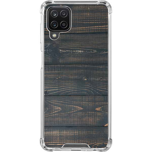 Black Painted Wood Galaxy A12 Clear Case