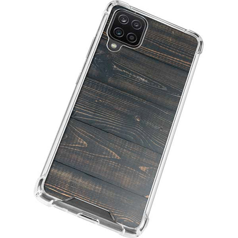 Black Painted Wood Galaxy A12 Clear Case