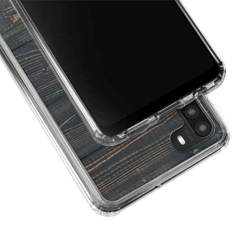 Black Painted Wood Galaxy A21 Clear Case