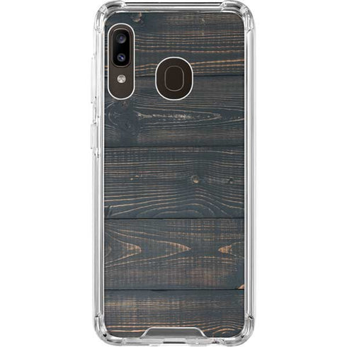 Black Painted Wood Galaxy A30 Clear Case
