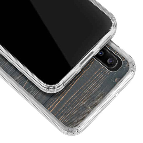 Black Painted Wood Galaxy A30 Clear Case