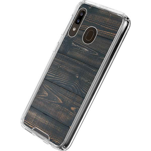 Black Painted Wood Galaxy A30 Clear Case