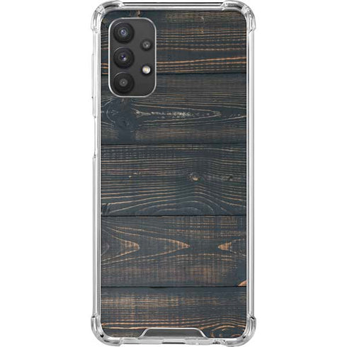 Black Painted Wood Galaxy A32 5G Clear Case
