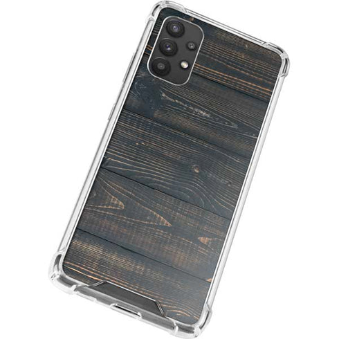 Black Painted Wood Galaxy A32 5G Clear Case