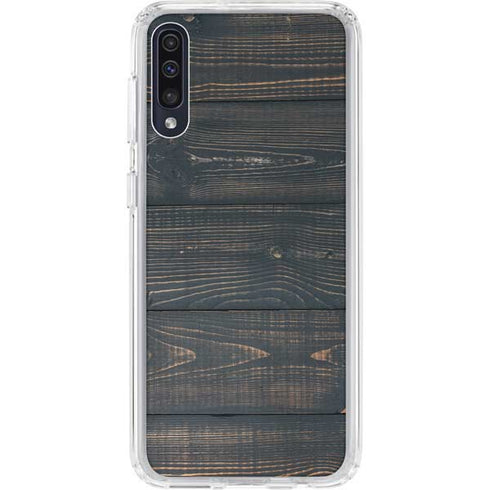 Black Painted Wood Galaxy A50 Clear Case