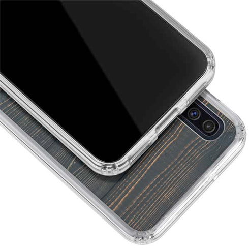 Black Painted Wood Galaxy A50 Clear Case