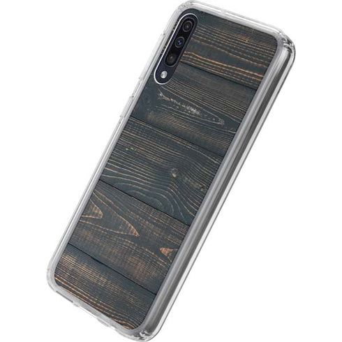 Black Painted Wood Galaxy A50 Clear Case