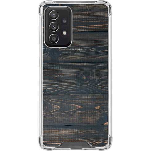 Black Painted Wood Galaxy A52 5G Clear Case
