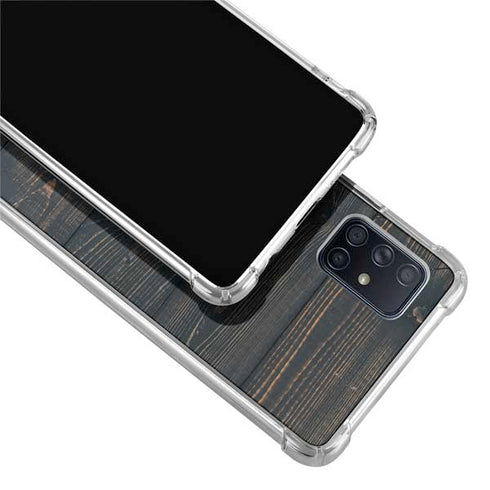 Black Painted Wood Galaxy A71 5G Clear Case