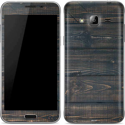 Black Painted Wood Galaxy J3 Skin