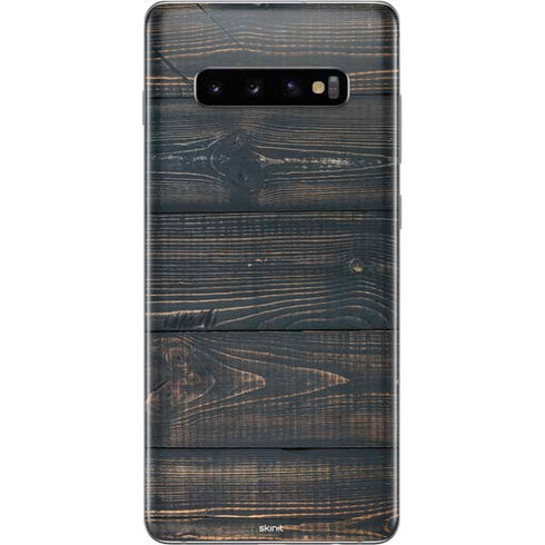 Black Painted Wood Galaxy S10 Plus Skin