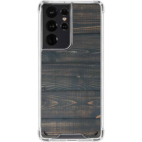 Black Painted Wood Galaxy S21 Ultra 5G Clear Case