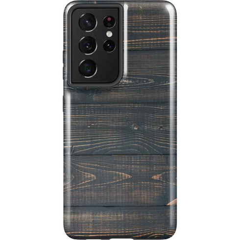 Black Painted Wood Galaxy S21 Ultra 5G Pro Case