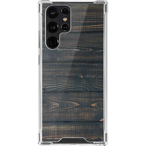 Black Painted Wood Galaxy S22 Ultra Clear Case