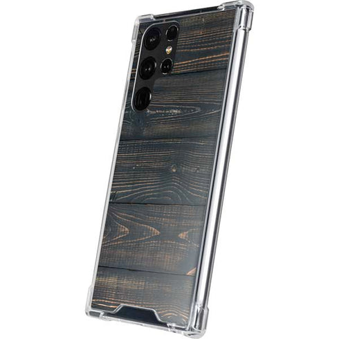 Black Painted Wood Galaxy S22 Ultra Clear Case