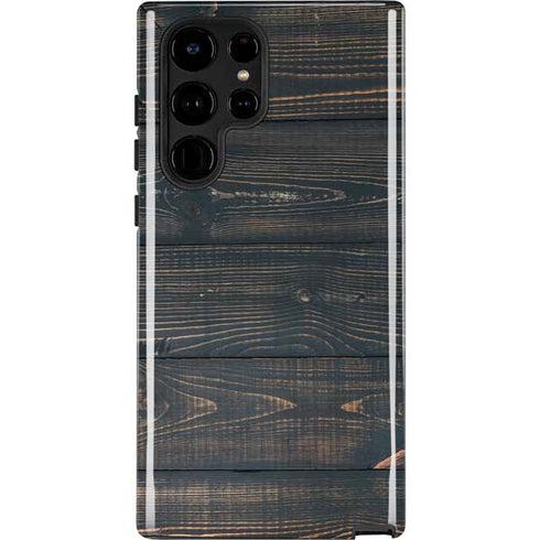 Black Painted Wood Galaxy S22 Ultra Pro Case