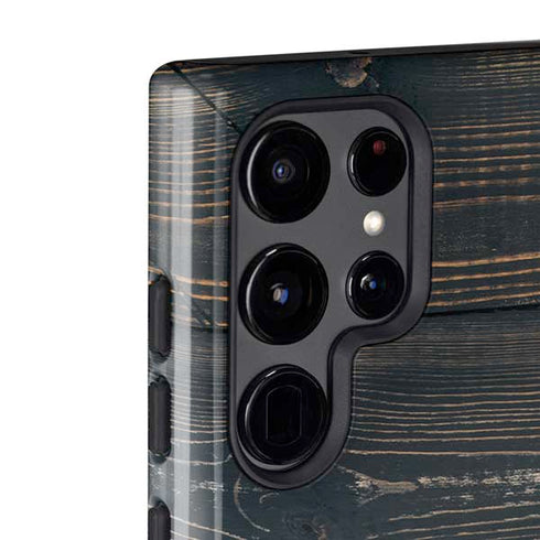 Black Painted Wood Galaxy S22 Ultra Pro Case