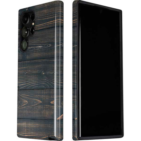 Black Painted Wood Galaxy S22 Ultra Pro Case