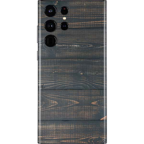 Black Painted Wood Galaxy S22 Ultra Skin