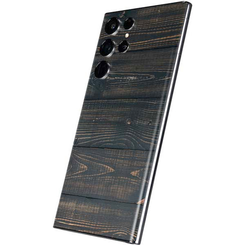 Black Painted Wood Galaxy S22 Ultra Skin