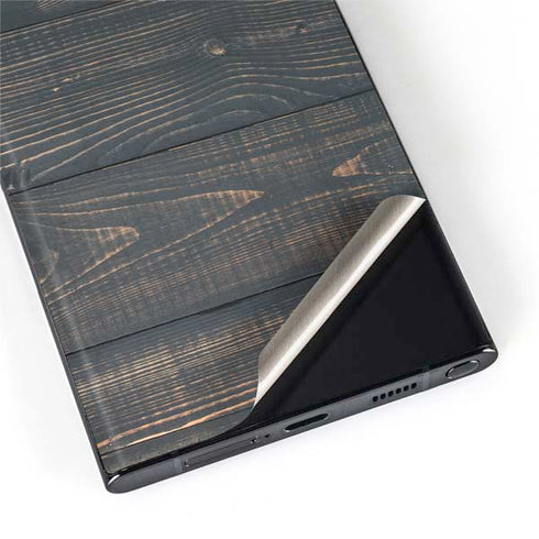 Black Painted Wood Galaxy S22 Ultra Skin