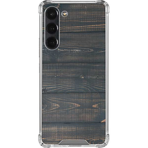 Black Painted Wood Galaxy S23 Plus Clear Case