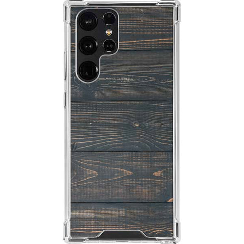 Black Painted Wood Galaxy S24 Ultra Clear Case