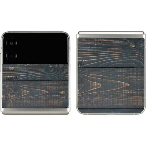 Black Painted Wood Galaxy Z Flip3 5G Skin