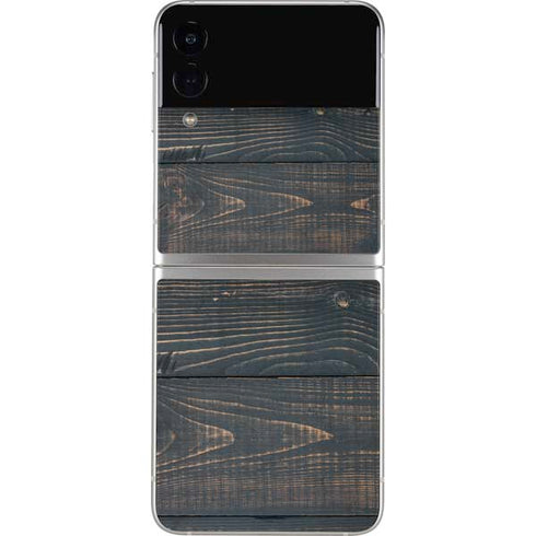 Black Painted Wood Galaxy Z Flip4 5G Skin