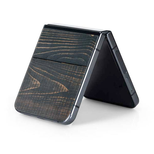 Black Painted Wood Galaxy Z Flip5 5G Skin