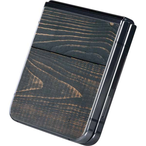 Black Painted Wood Galaxy Z Flip5 5G Skin