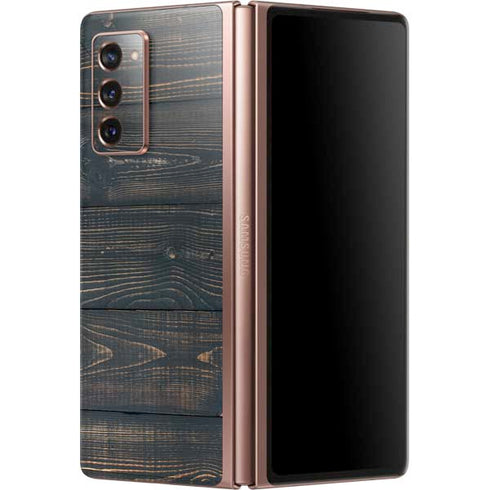 Black Painted Wood Galaxy Z Fold2 5G Skin