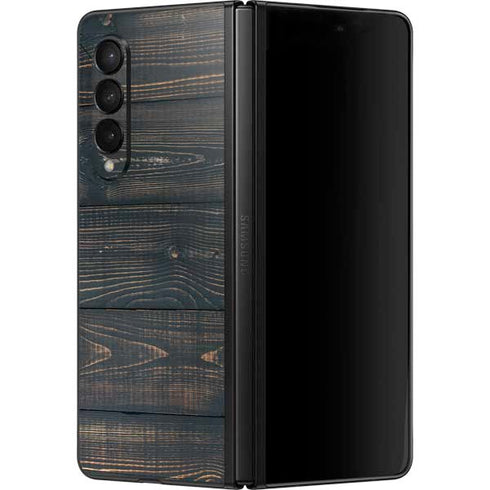 Black Painted Wood Galaxy Z Fold3 5G Skin