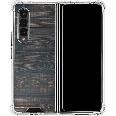 Black Painted Wood Galaxy Z Fold4 5G Clear Case