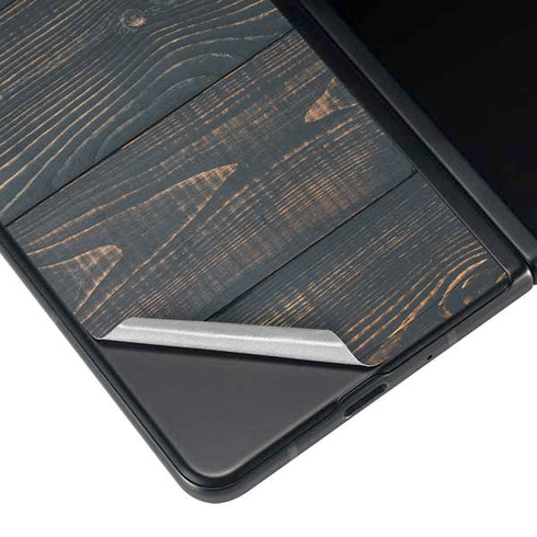 Black Painted Wood Galaxy Z Fold4 5G Skin