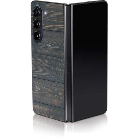 Black Painted Wood Galaxy Z Fold5 5G Skin