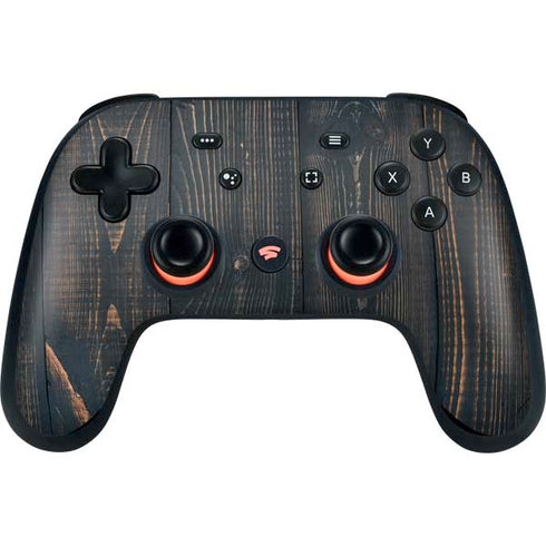 Black Painted Wood Google Stadia Controller Skin