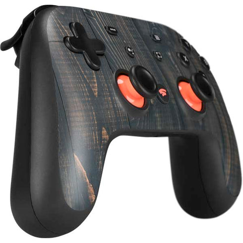 Black Painted Wood Google Stadia Controller Skin