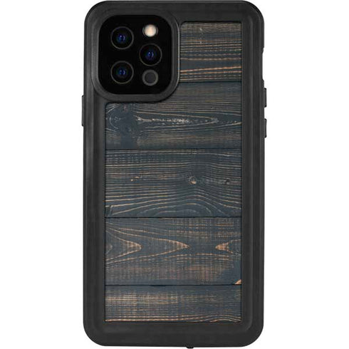 Black Painted Wood iPhone 12 Pro Waterproof Case