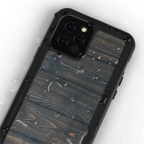 Black Painted Wood iPhone 12 Pro Waterproof Case
